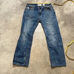 Kanji Jeans Mens 34 X 29 Cotton Blue Vtg Y2K Mid Rise Whisking Straight Leg